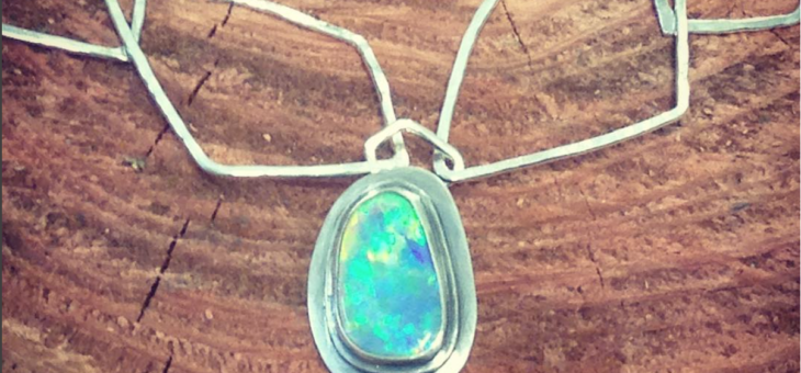 Brazilian Opal Pendant on hammered-chain