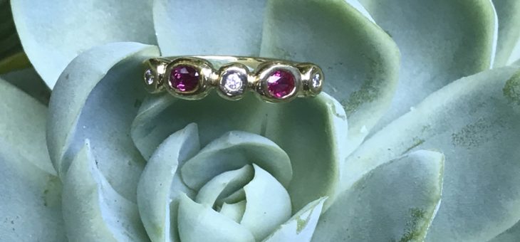 Custom Ruby and Diamond Birthstone Ring
