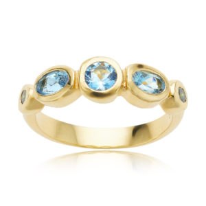 Cleo Ring with Aquamarine and Green Diamond