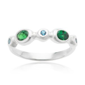 Jennifer Ring with Tsavorite and Aqua Diamonds