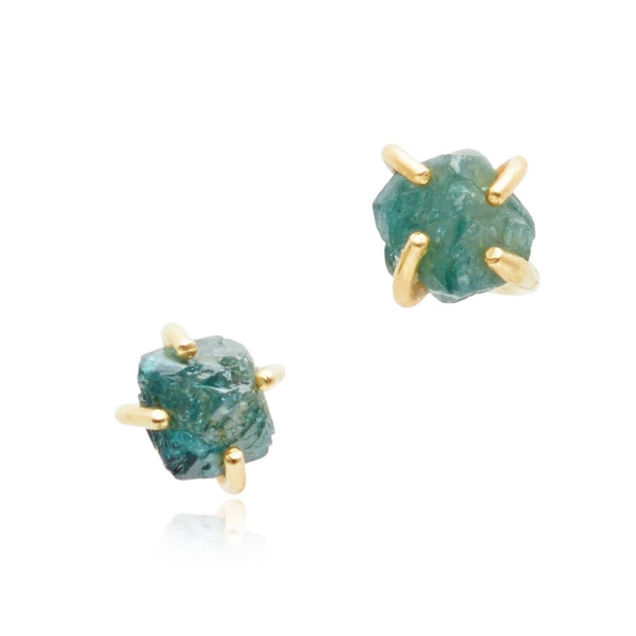 Raw Diamond Studs - Green 1.5cts