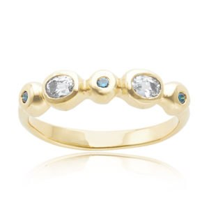 Jennifer Ring with White Sapphire and Teal Diamond